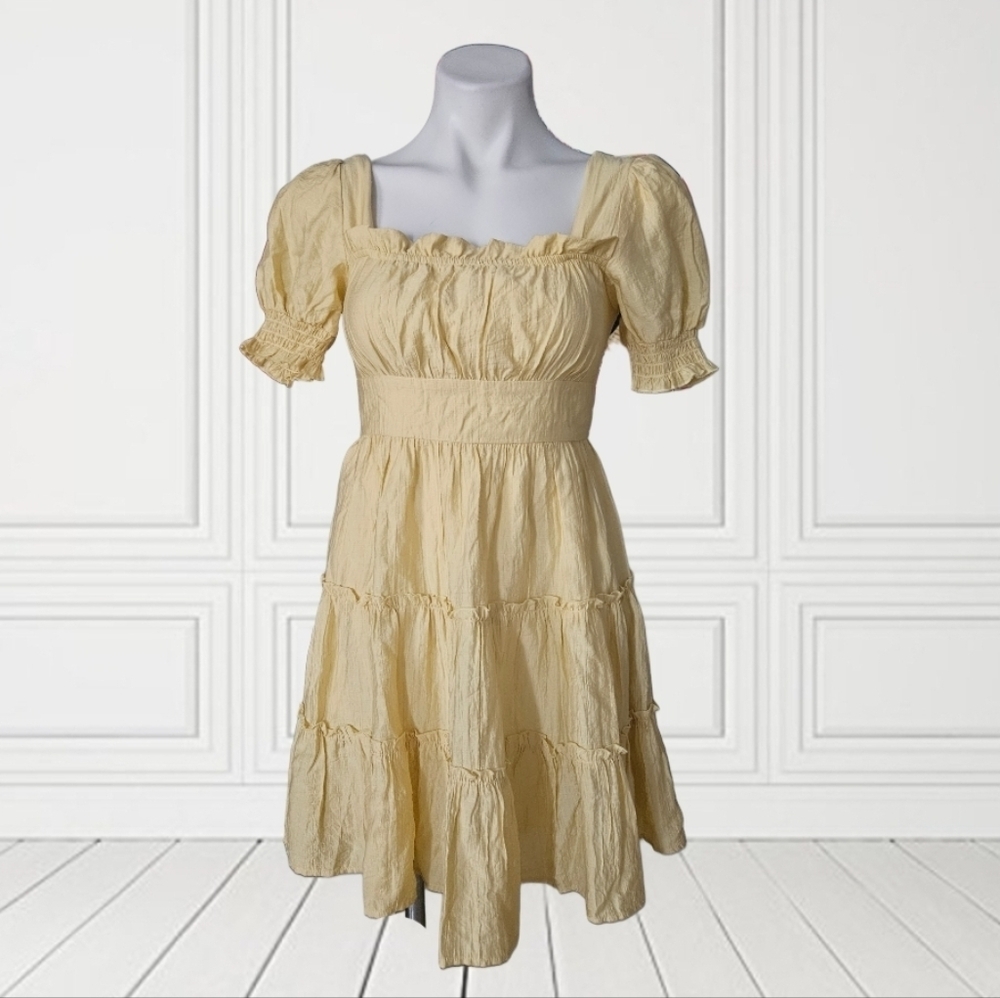 Mine SMock Yellow Ruffled Dress Small